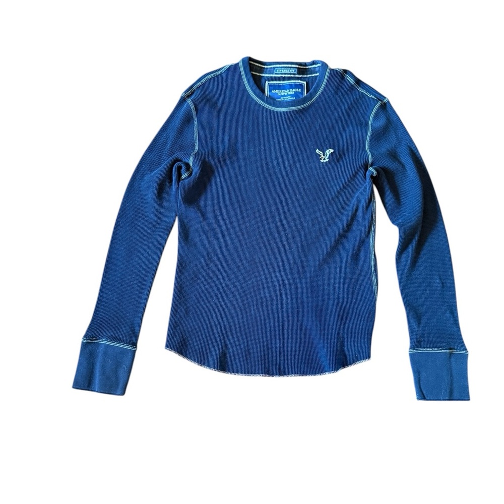 Shirt Top Long Sleeve Shirt American Eagle Medium slim vintage fit Navy Blue
